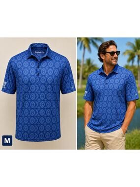 Grunk Dolfer Performance Polo Men’s Medium AOP Tribal Turtles Print Golf Preppy